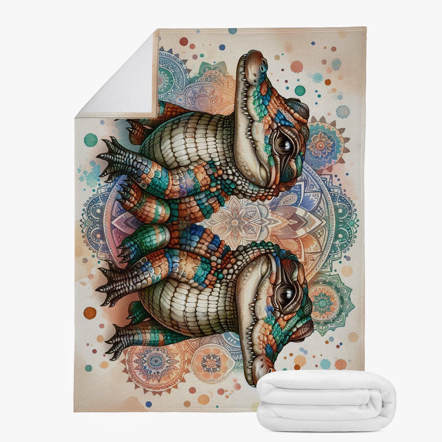 Bohemian style blanket with crocodile motif