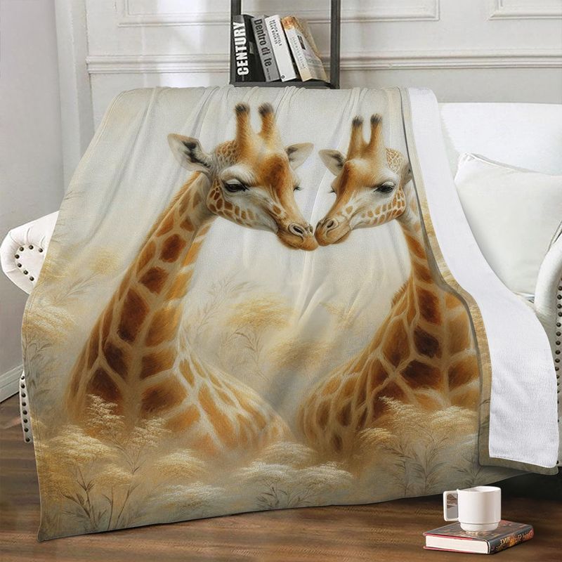 Adorable cuddly blanket with a giraffe motif