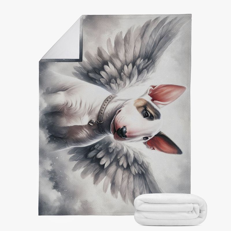 Adorable Bull Terrier cuddly blanket with wings