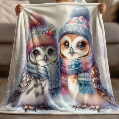 Wintery owls cuddly blanket