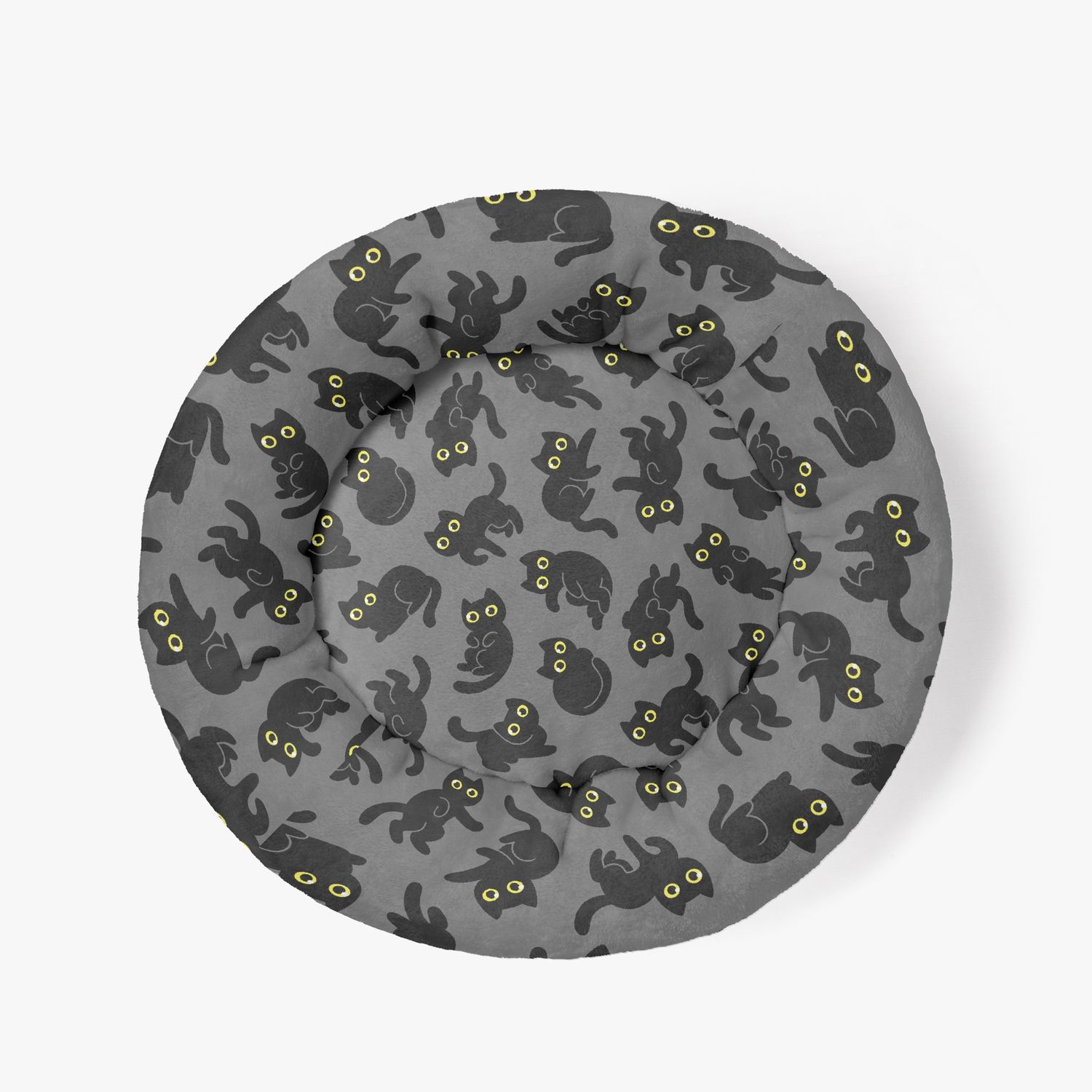 Gray pet bed Black cartoon cat