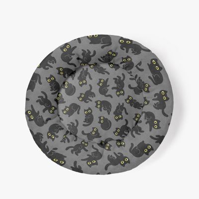 Grau Haustierbett Schwarze Cartoon Katze