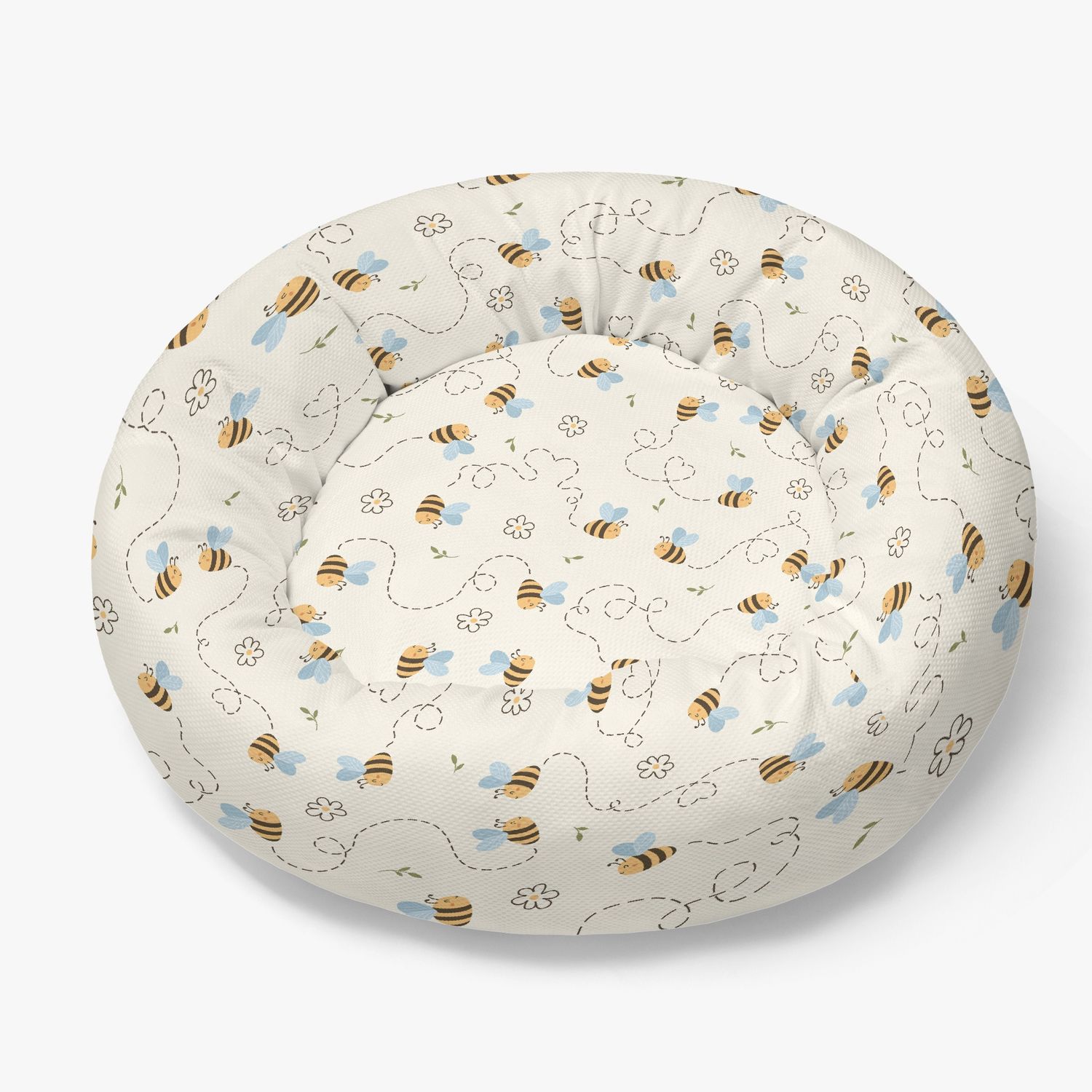 Beige pet bed bee pattern