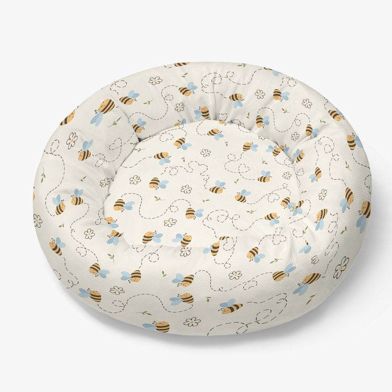 Beige pet bed bee pattern
