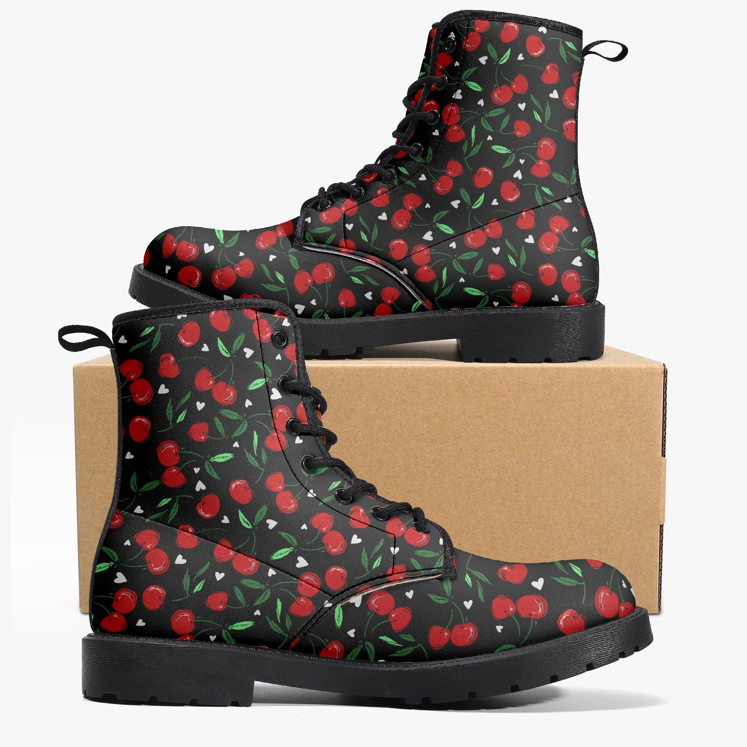 Red cherry leather boots