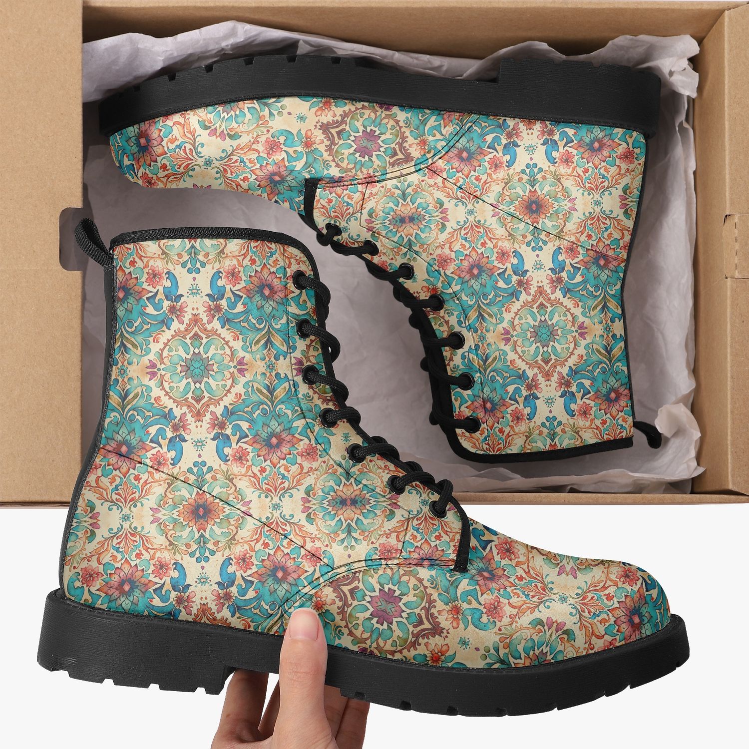 India paisley leather boots