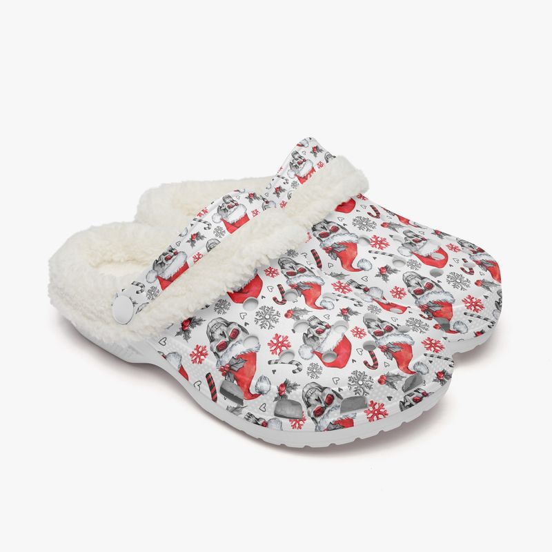 Christmas faux fur clogs skull