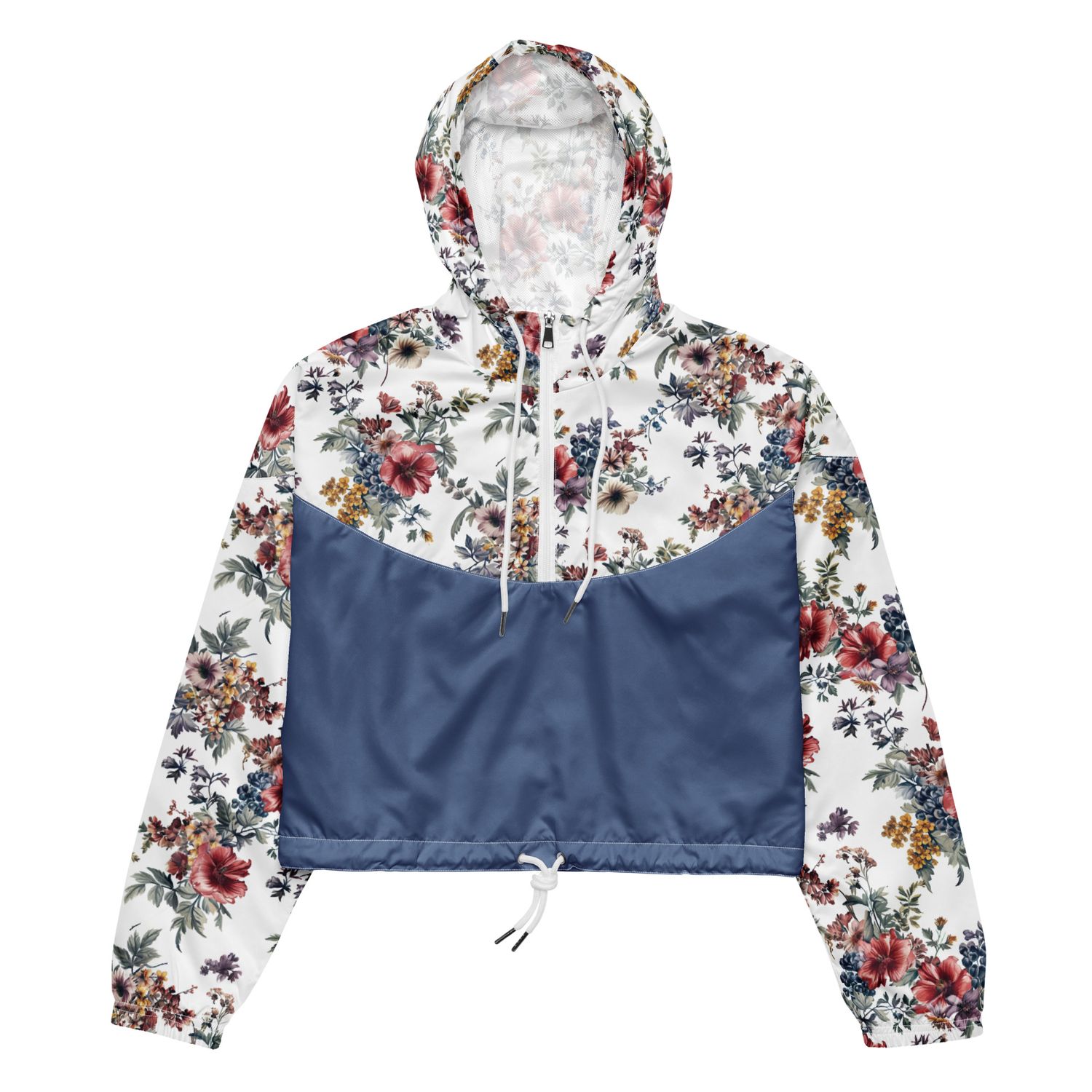 Cropped windbreaker &quot;Bouquet Flowers&quot; - blue