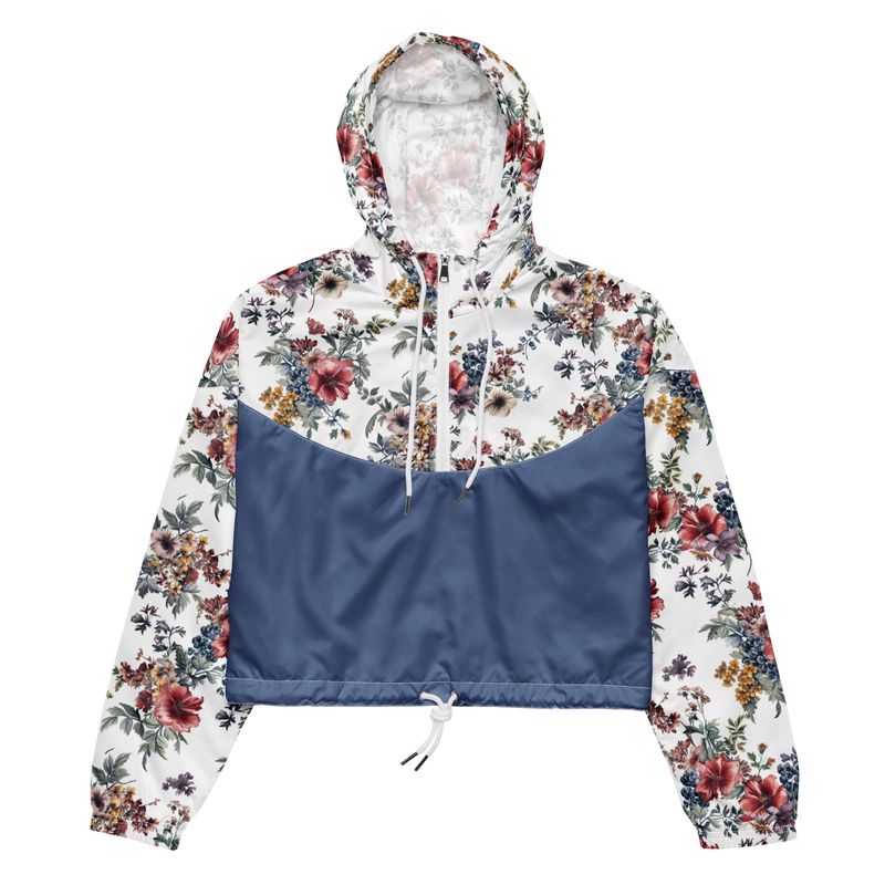Cropped windbreaker &quot;Bouquet Flowers&quot; - blue
