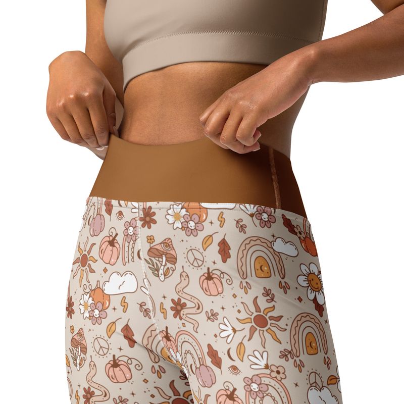 Autumnal Rainbow Pumpkin High-Waist Leggings