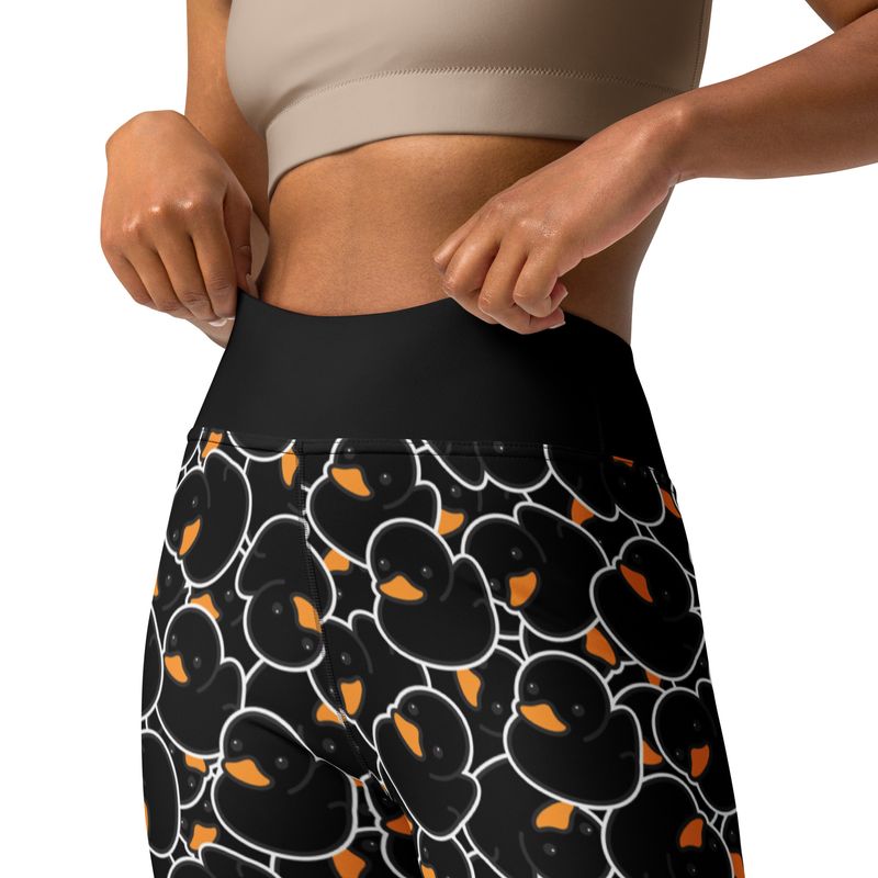 Black rubber ducky high-waist leggings