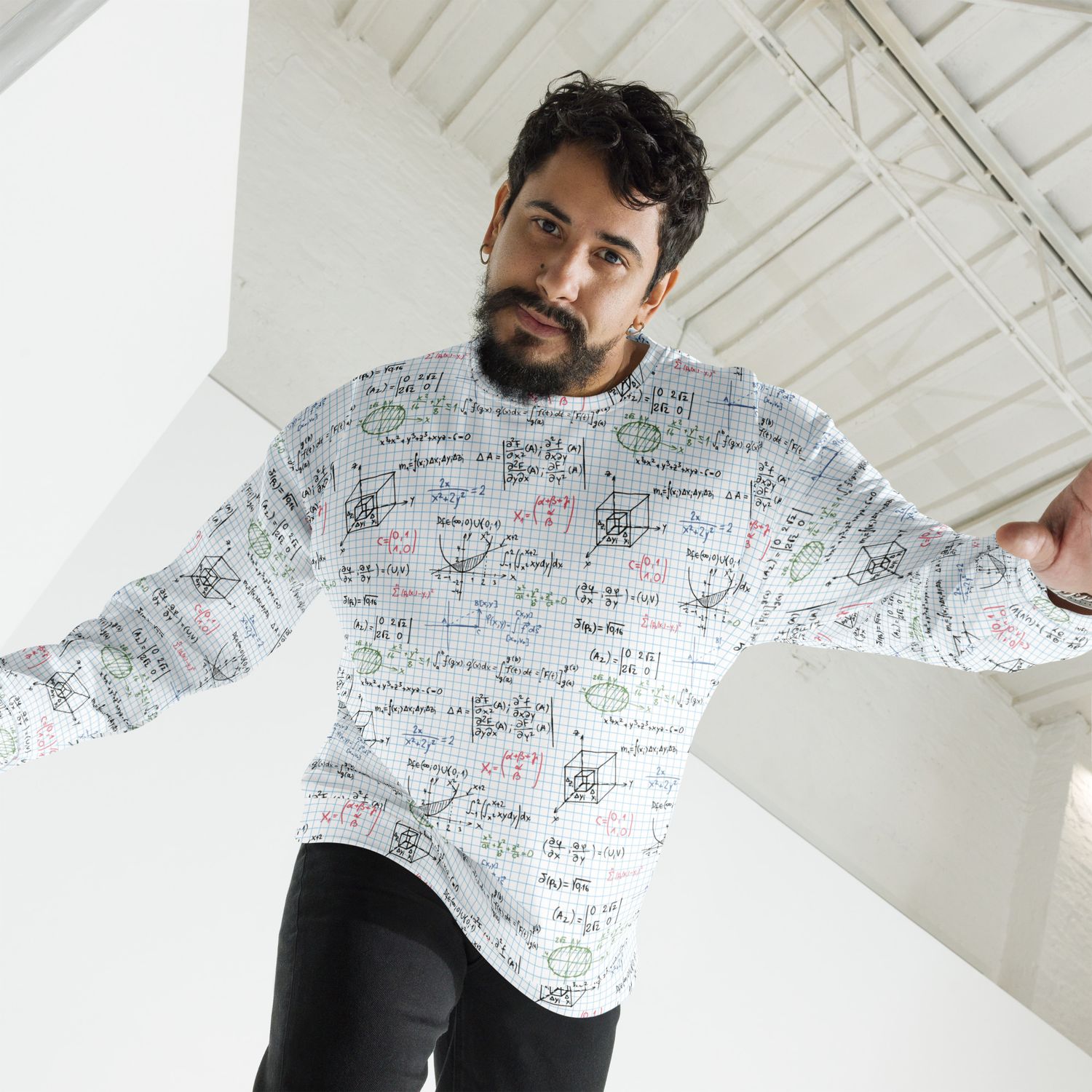 Light Blue Checkered Mathematics Unisex Sweater