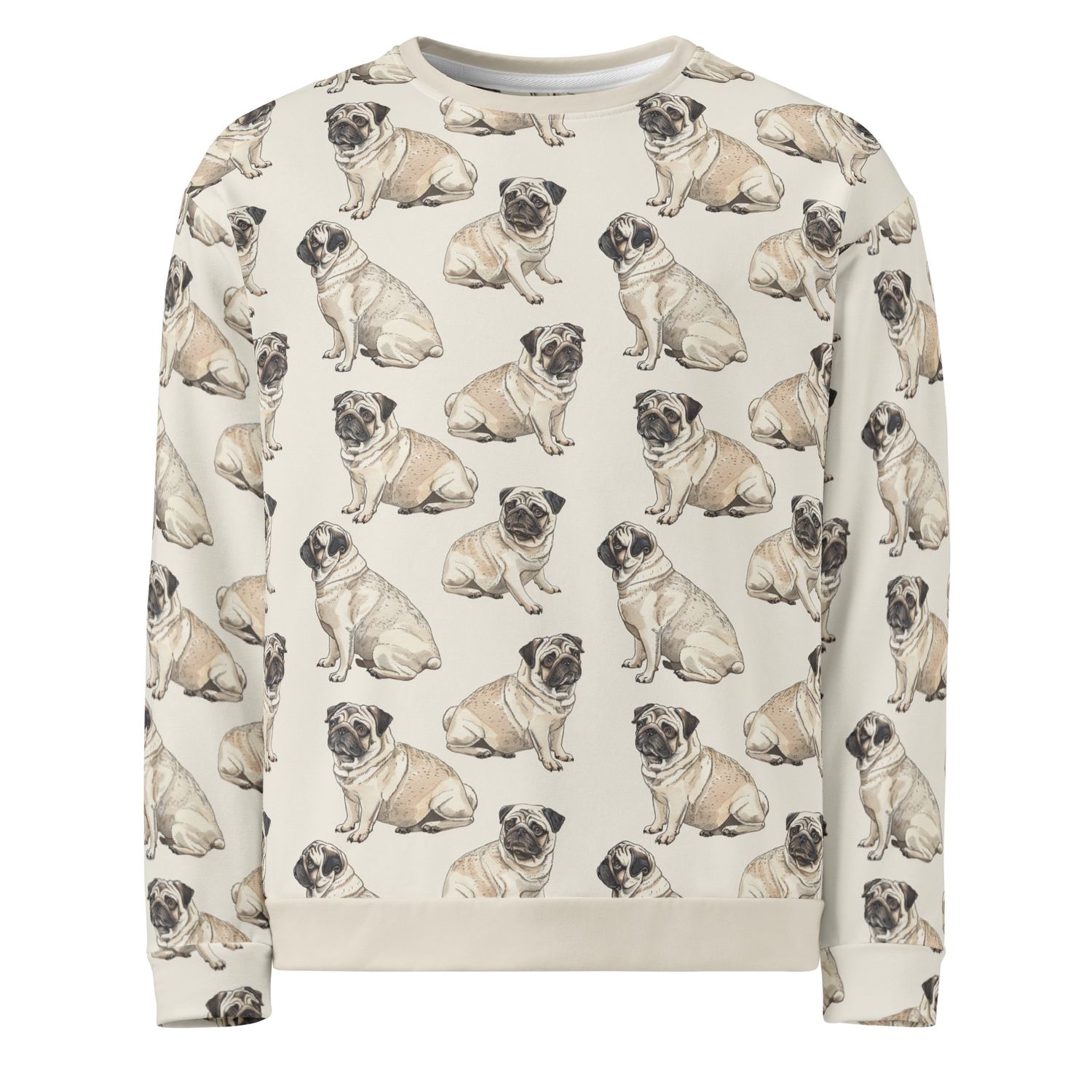 Beige Pug - Dog Pattern Unisex Sweater