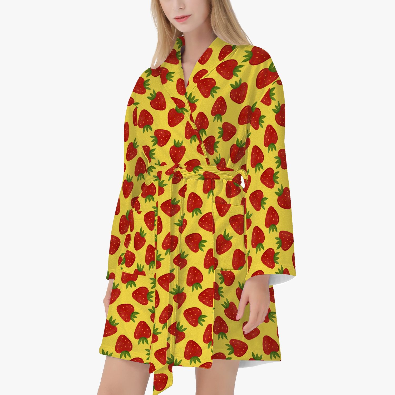Peignoir jaune aux fraises
