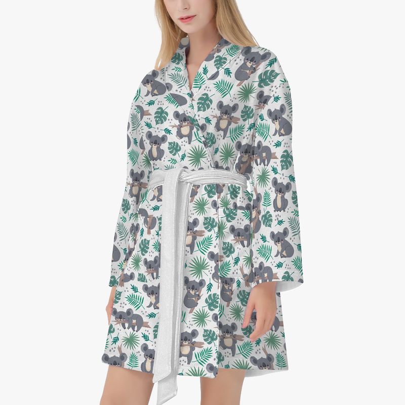 White bathrobe with koala bears