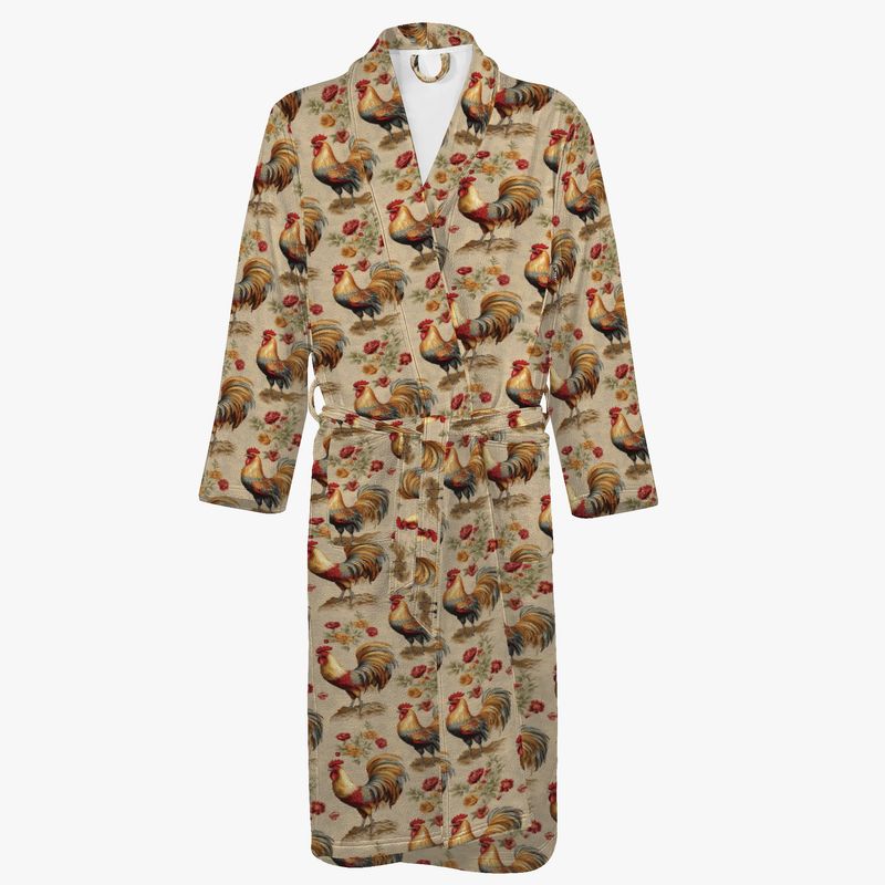 Country house bathrobe with chicken pattern