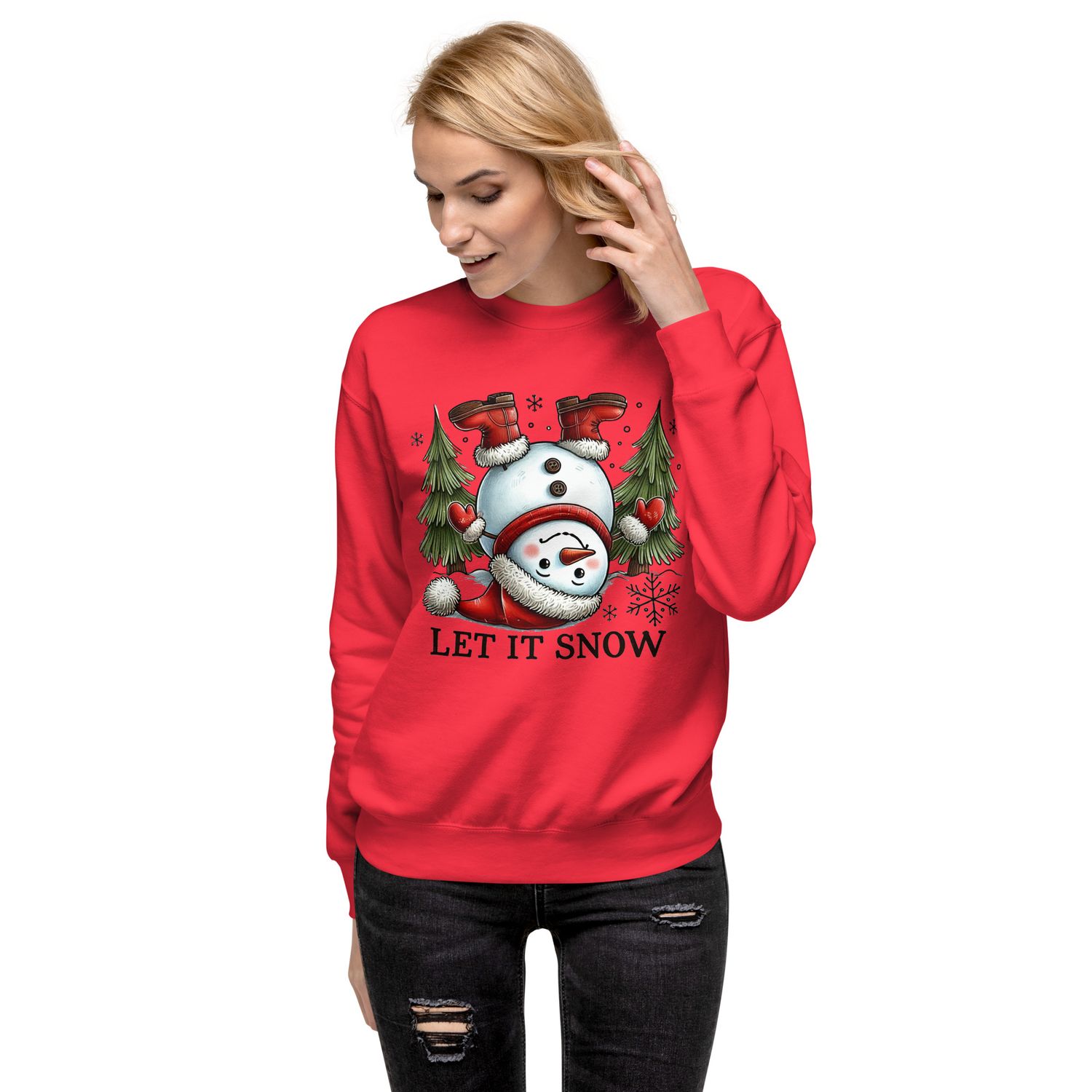 Premium Unisex Sweater - &quot;Let It Snow&quot; Snowman
