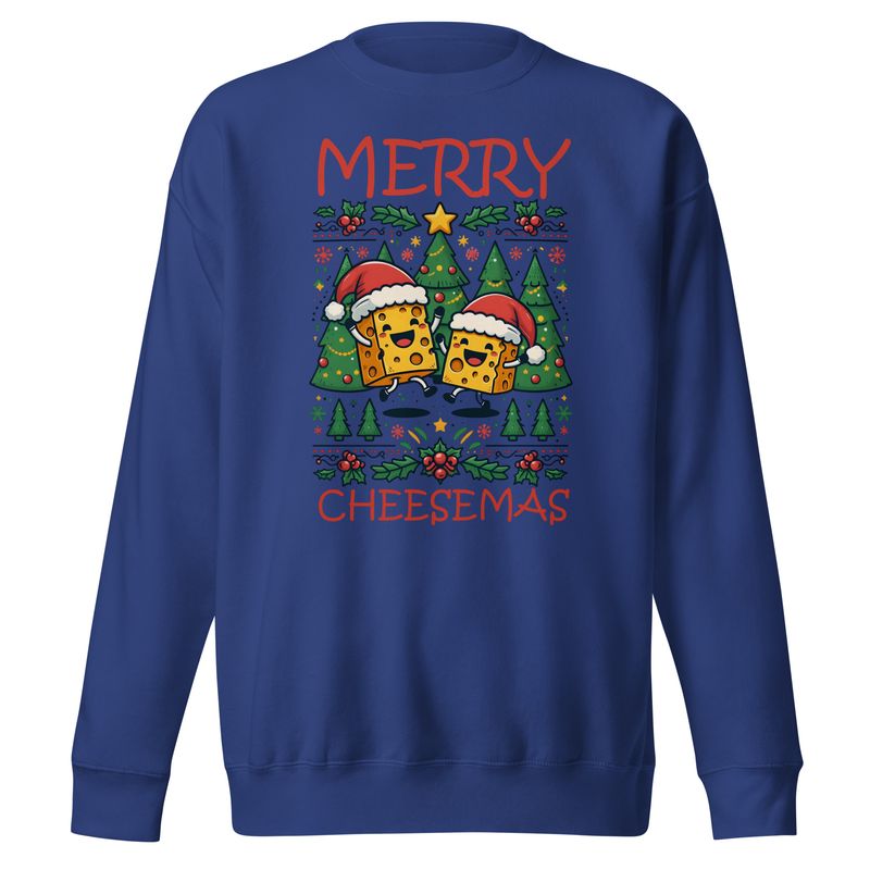 Premium Unisex Sweater - &quot;Merry Cheesemas&quot; Christmas Cheese