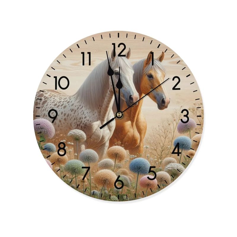 Wooden wall clock - horse motif