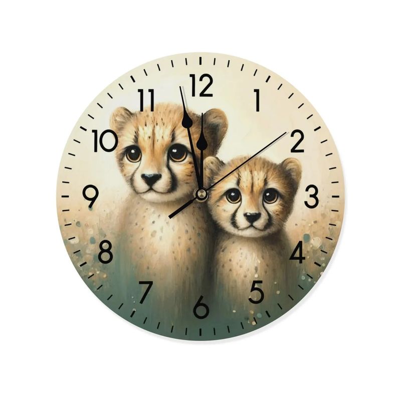 Wooden wall clock - cheetah motif