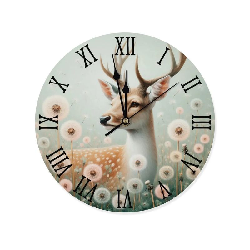 Wooden wall clock - deer motif mint