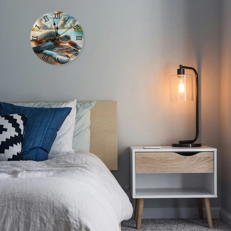 Wooden wall clock - turtle motif