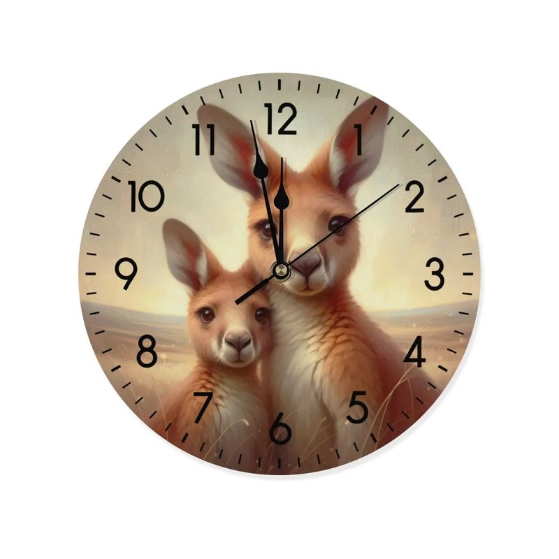 Wooden wall clock - kangaroo motif