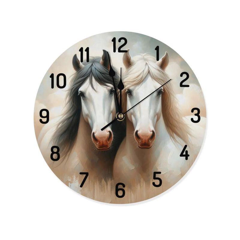 Wooden wall clock - horse motif