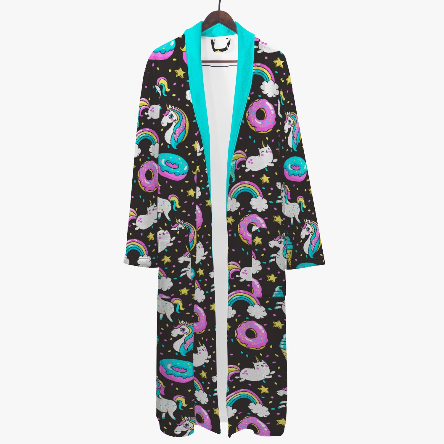 Funny cartoon cat unicorn bathrobe