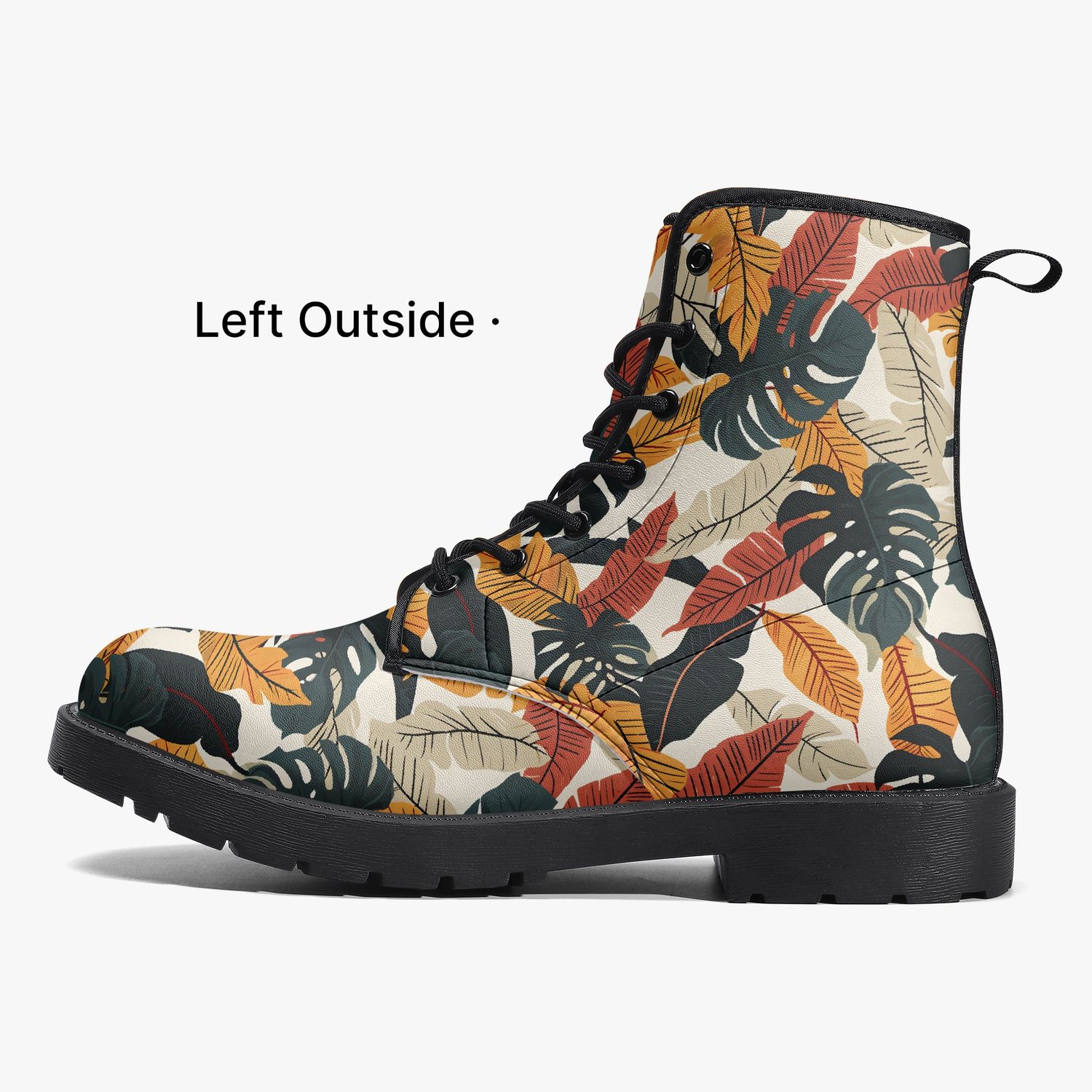Tropical leaves leather boots