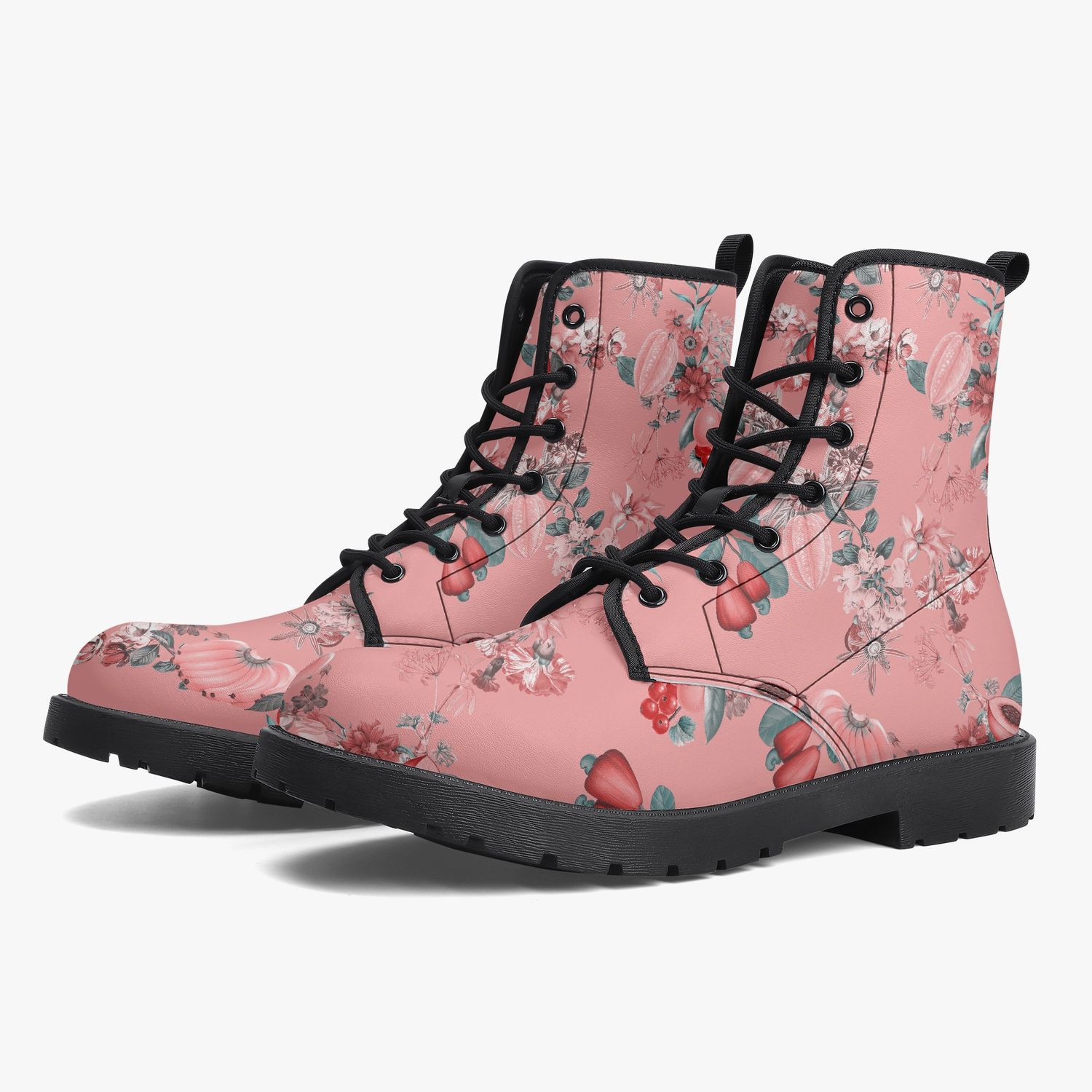 Fashionable tropical pattern leather boots