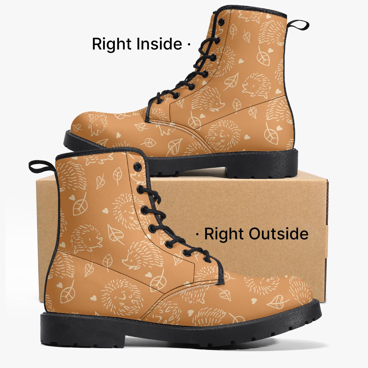 Autumn hedgehog pattern leather boots