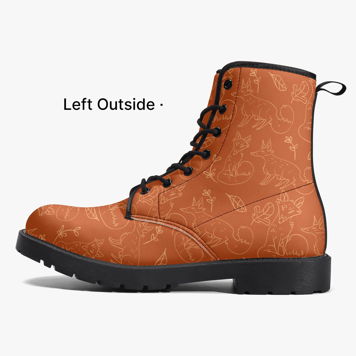 Orange fox pattern leather boots
