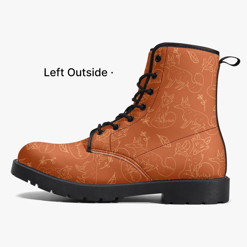 Orange fox pattern leather boots
