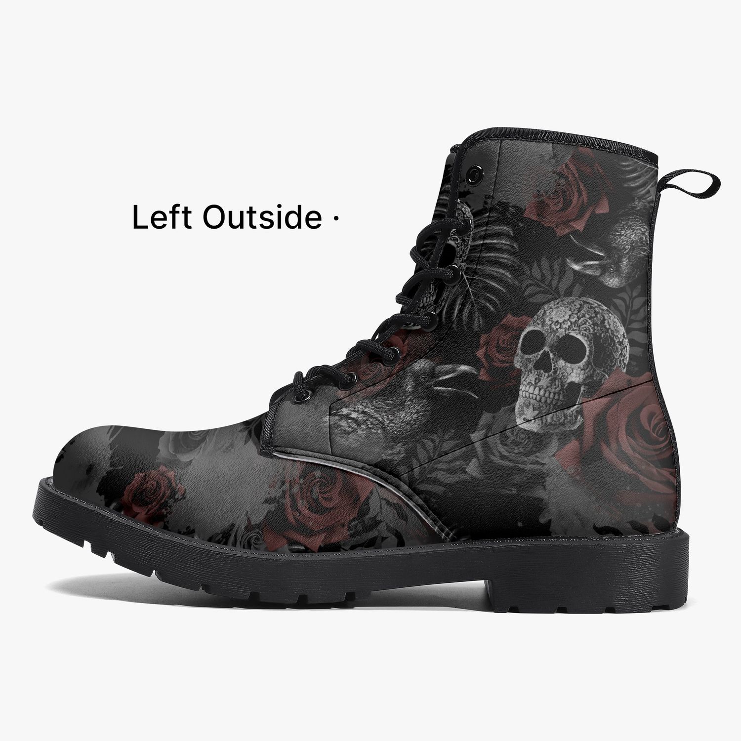 Black Gothic Skull Leather Boots