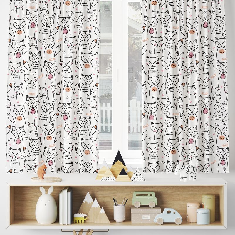 Blackout curtain with forest animals