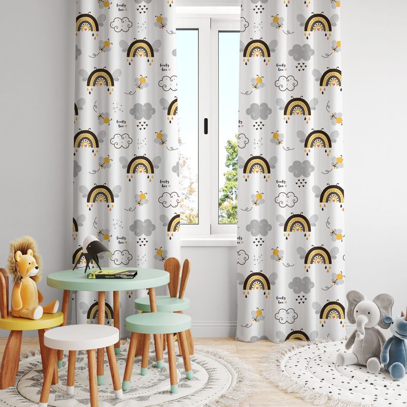 Blackout curtain with bees &amp; rainbows