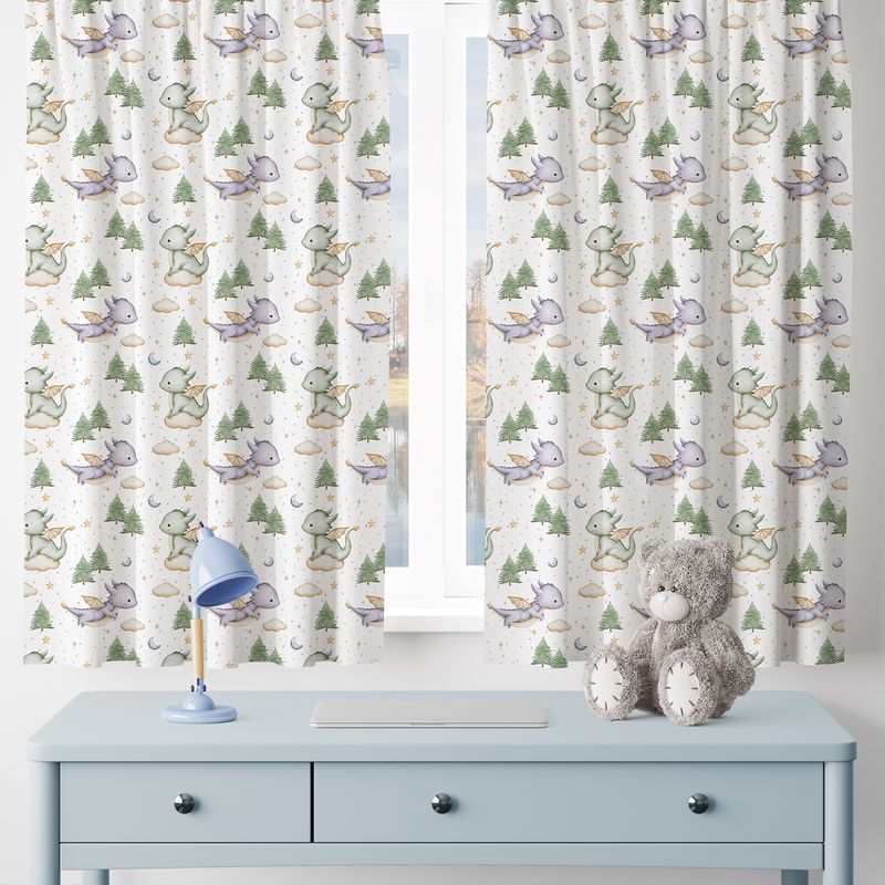 Blackout Curtain Cute Dragons - Stars