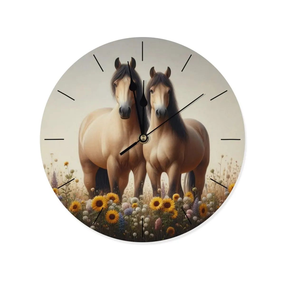 Wooden wall clock - horse motif