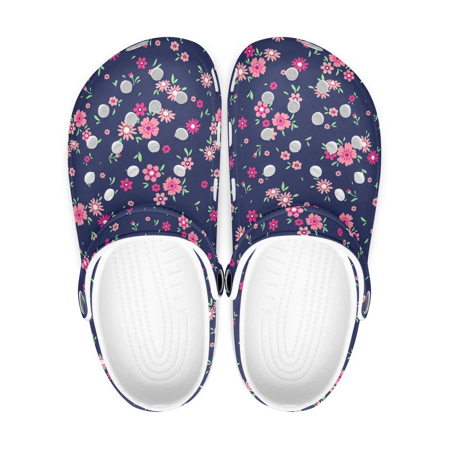 Blue Clogs - Pink Floral