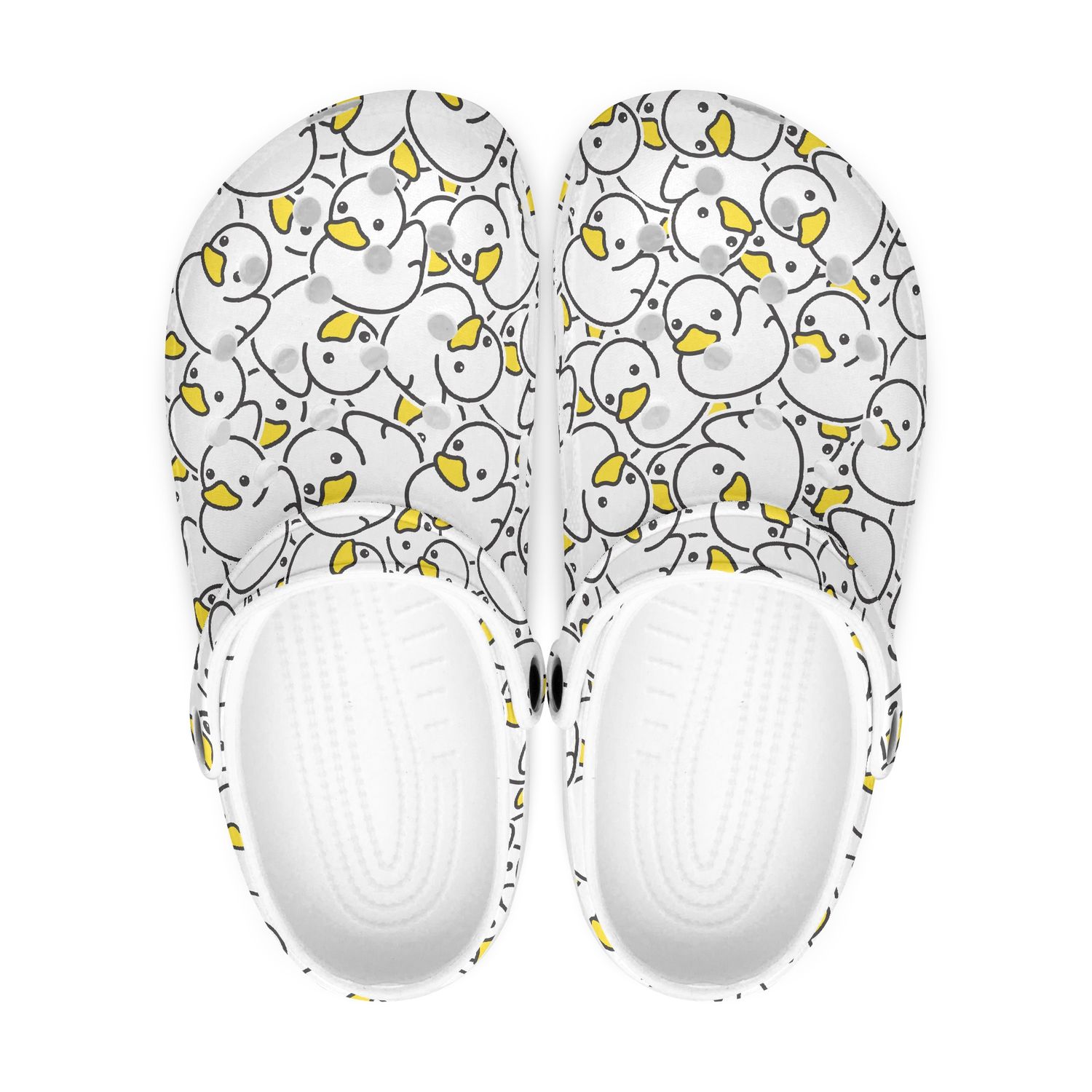 White clogs - cartoon rubber ducks