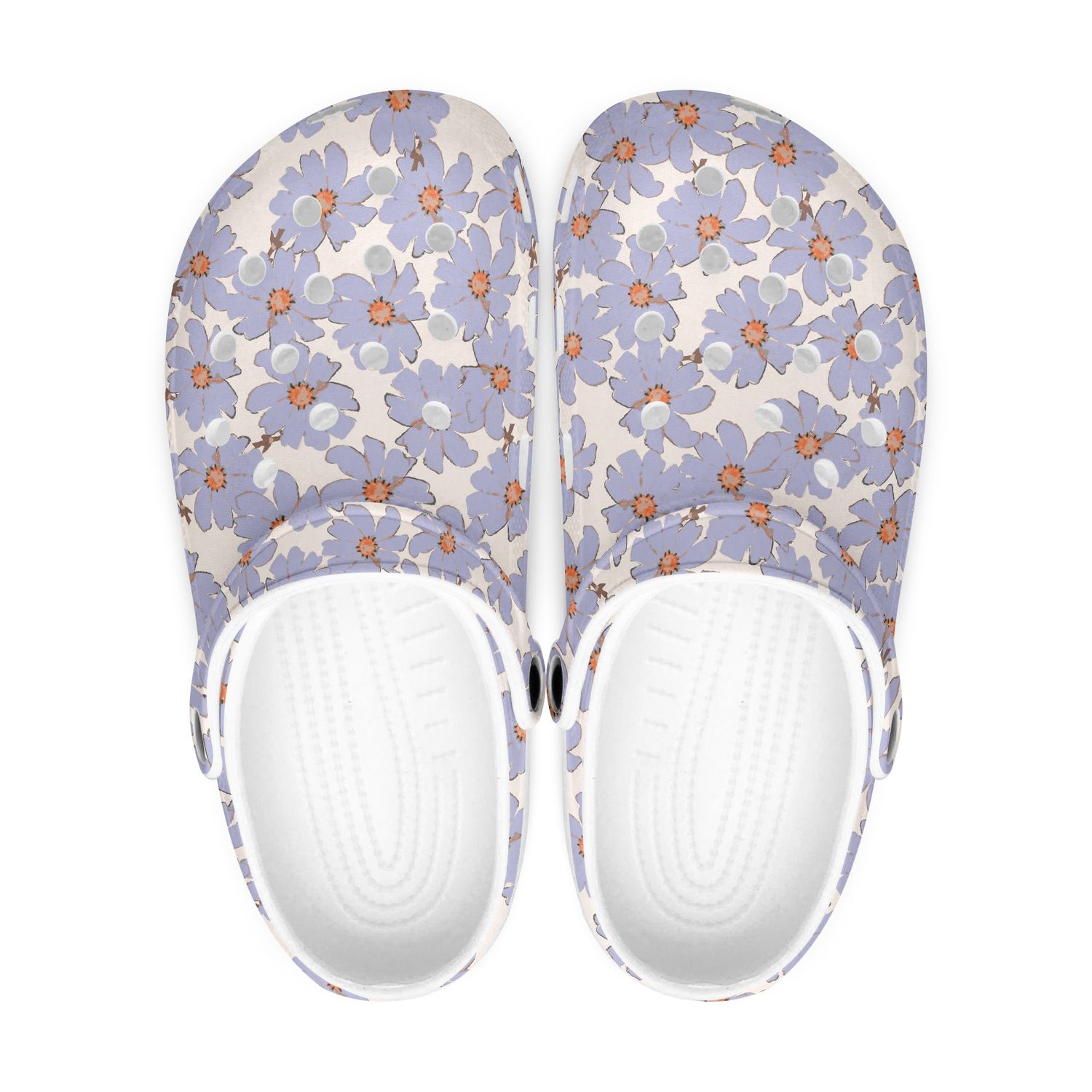 Retro Clogs - Purple Flowers