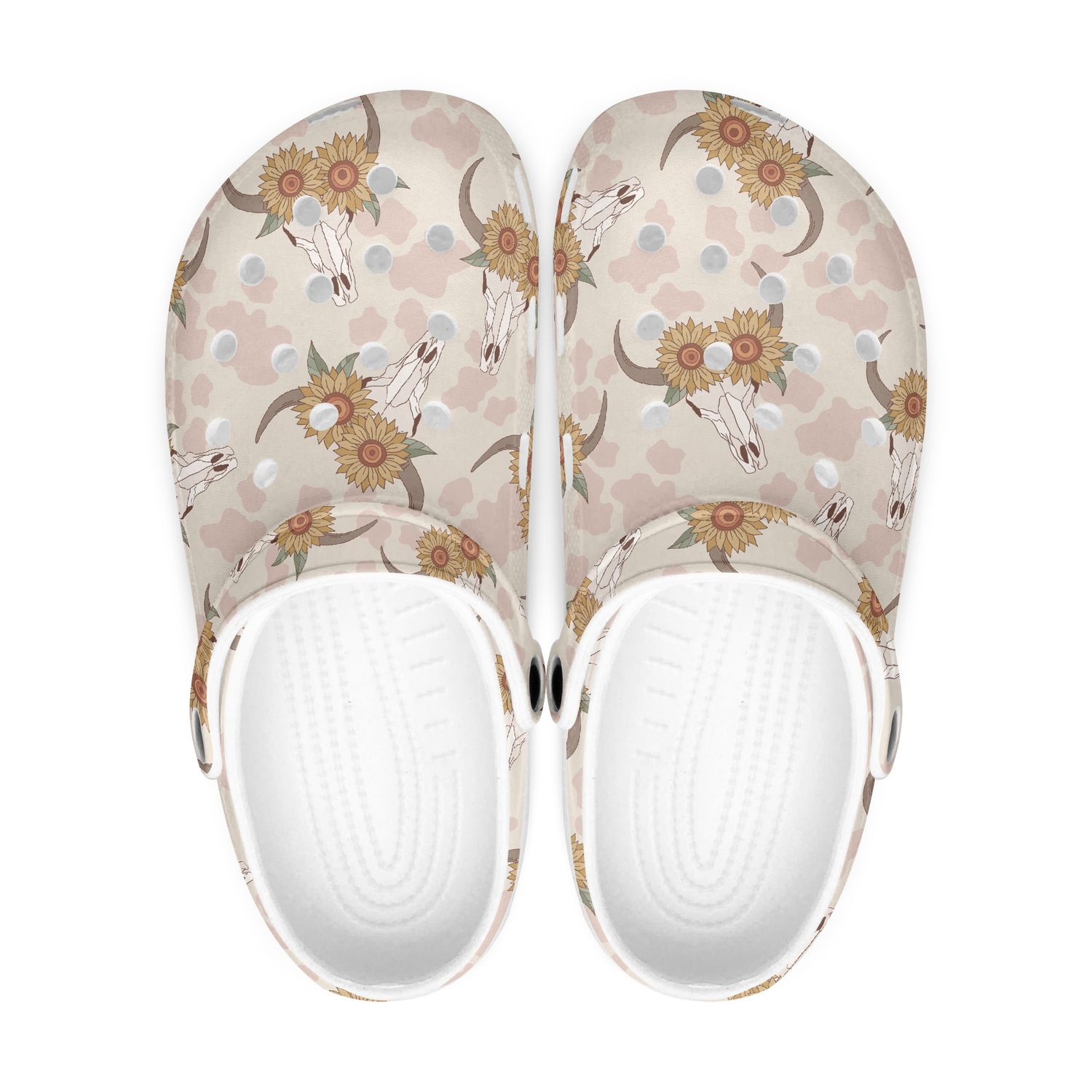 Western cow pattern clogs - cow skulls