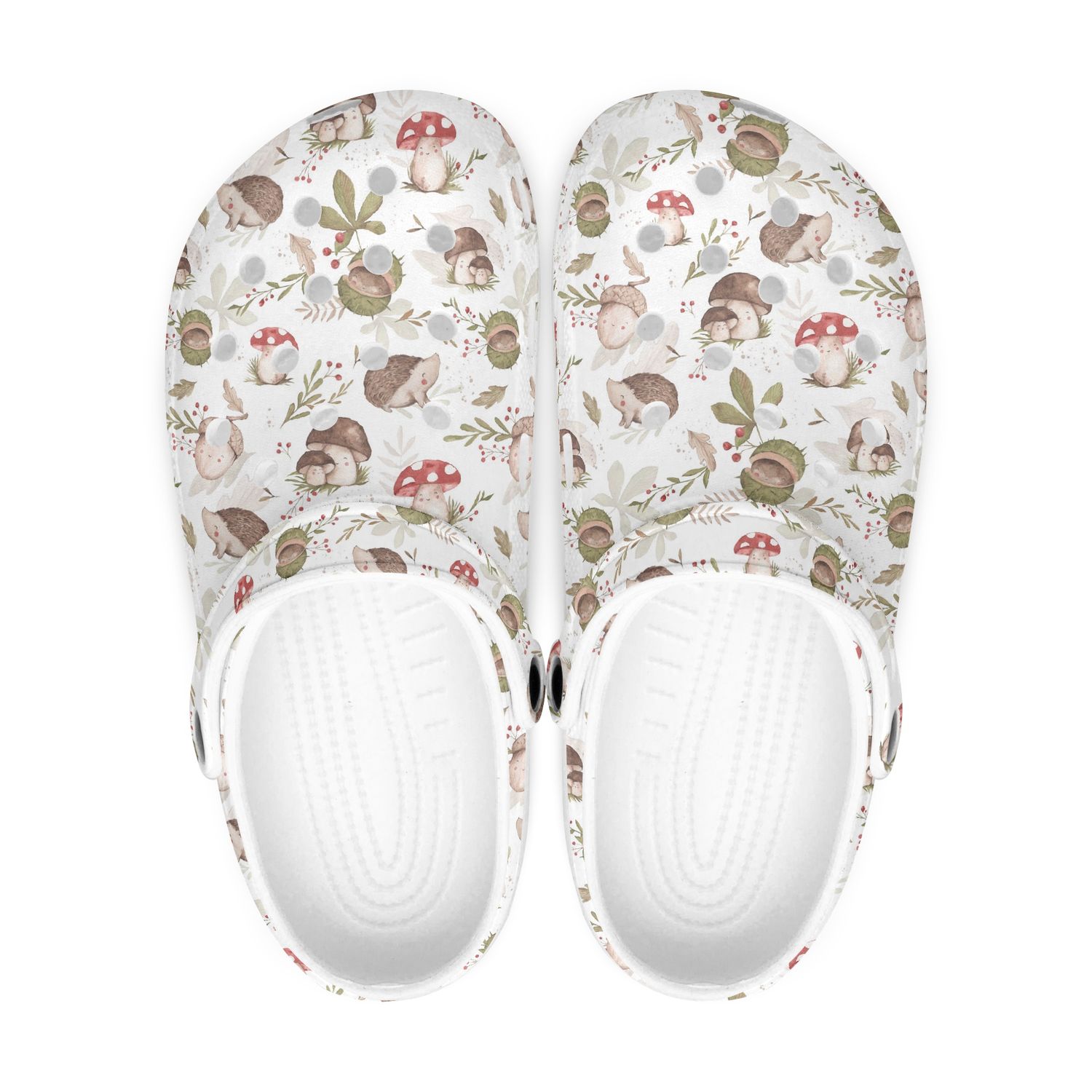 White Playful Clogs - Forest Animal Hedgehog