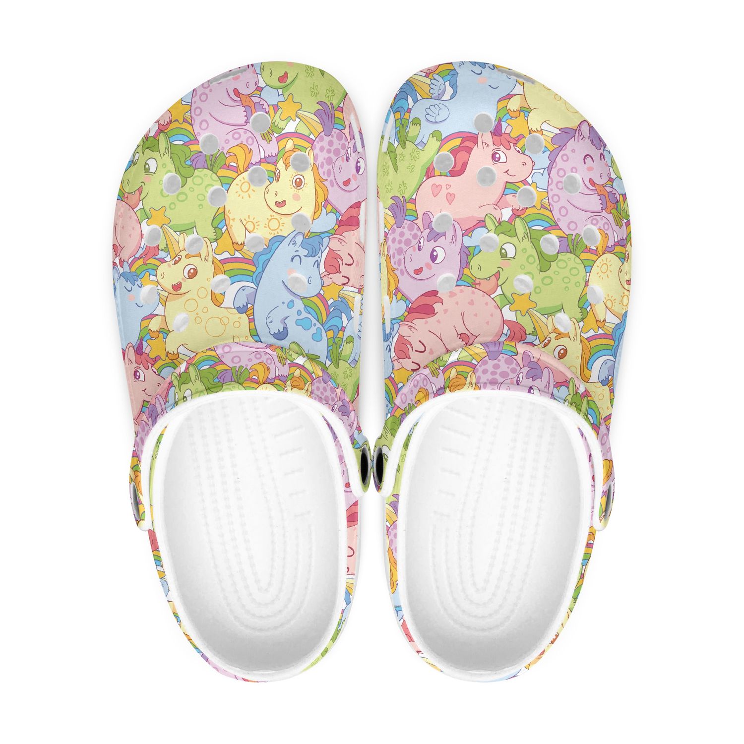 Colorful clogs - funny horses