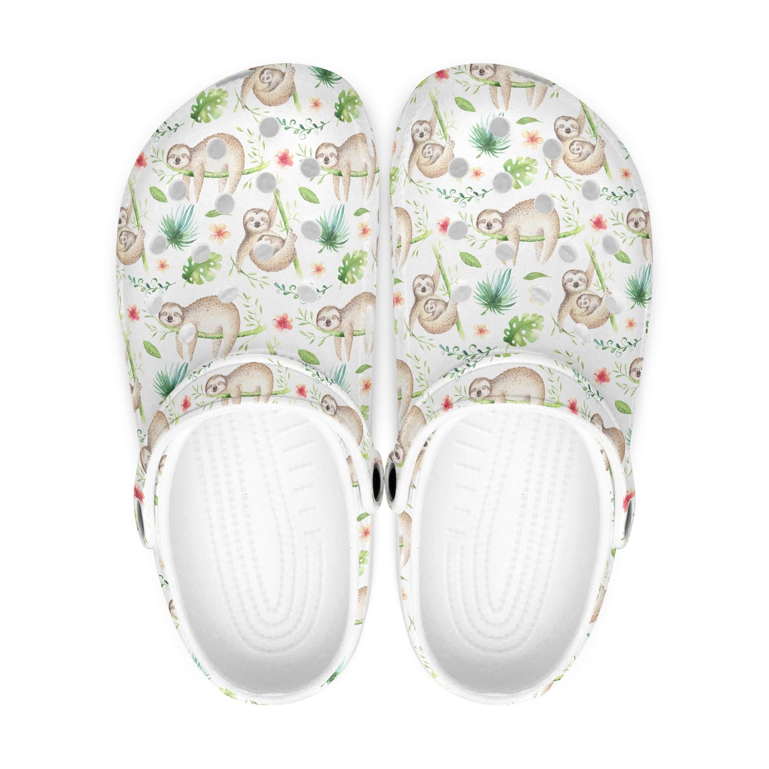 Playful White Clogs - Sloth