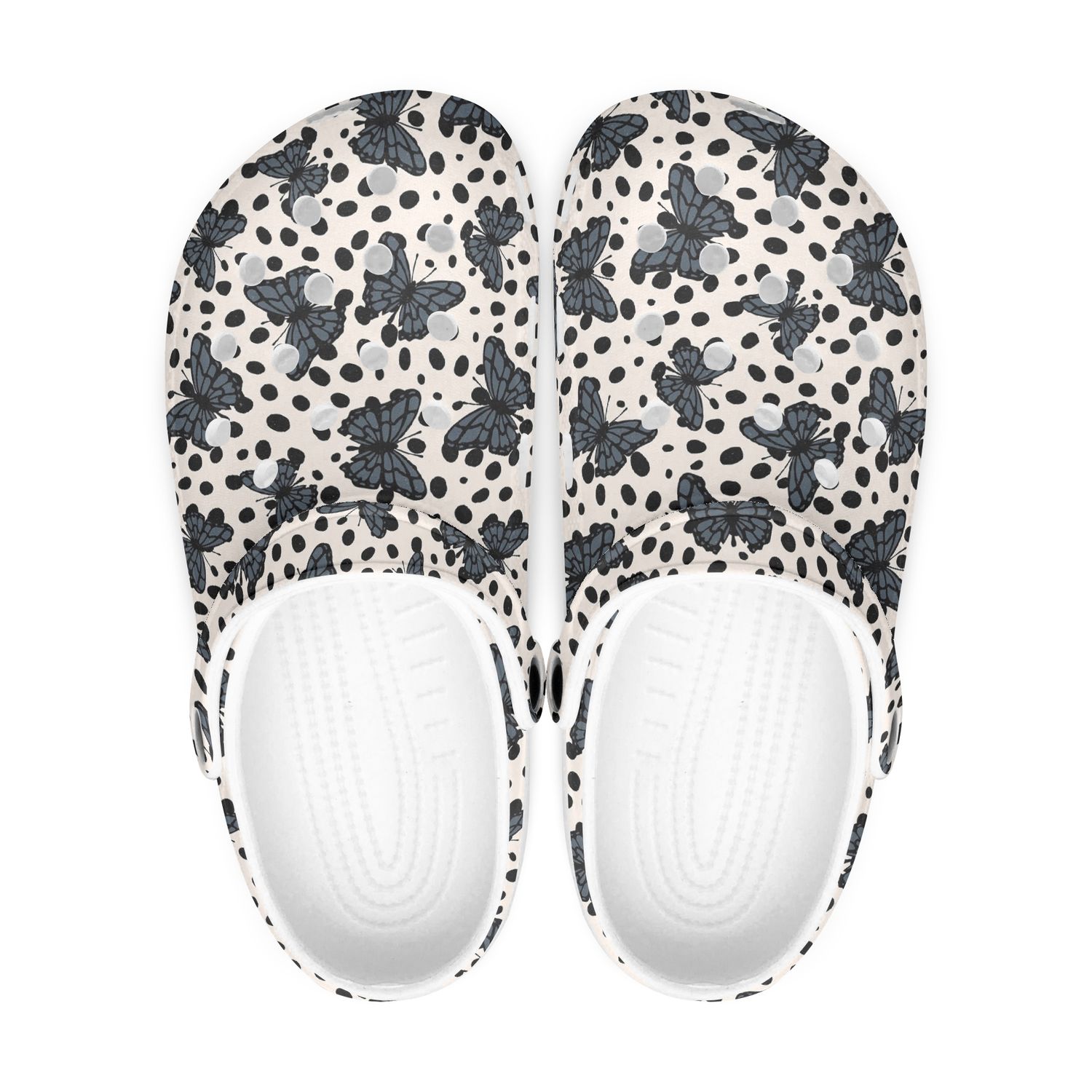 Playful Clogs - Black Butterflies