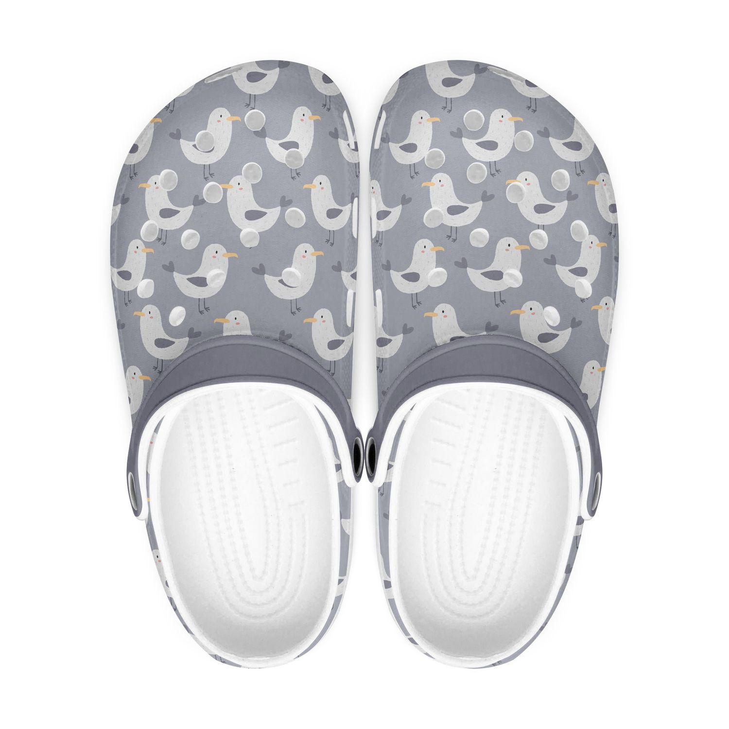 Nautical Gray Clogs - Cartoon Seagull