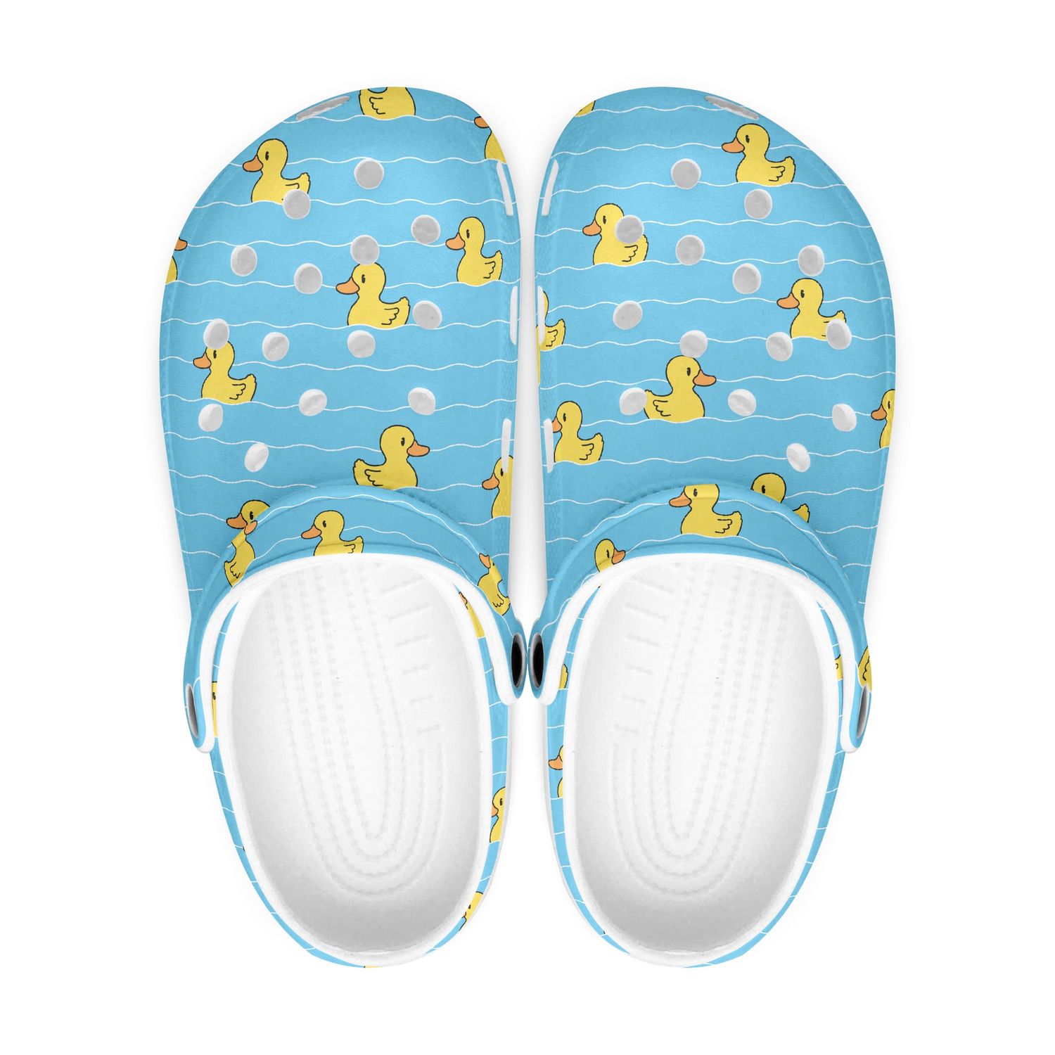 Fun light blue clogs - rubber ducks