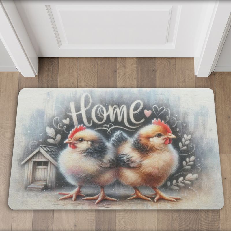 Country house style doormat &quot;Home&quot; with chicken motif